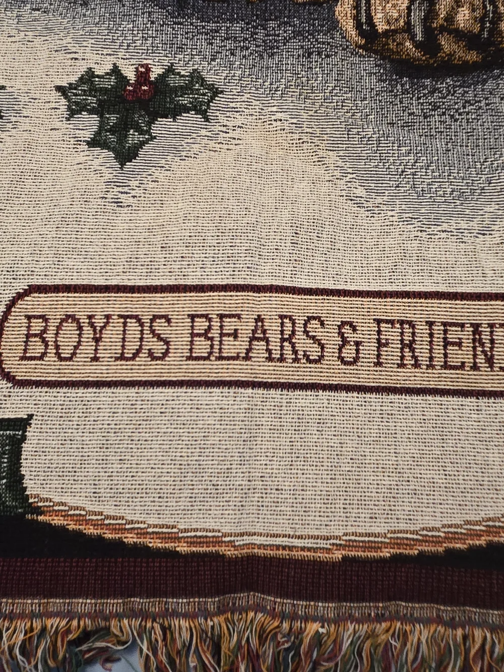 2 Boyds Bears & Friends 1997 Christmas Winter Tapestry Throw Blankets